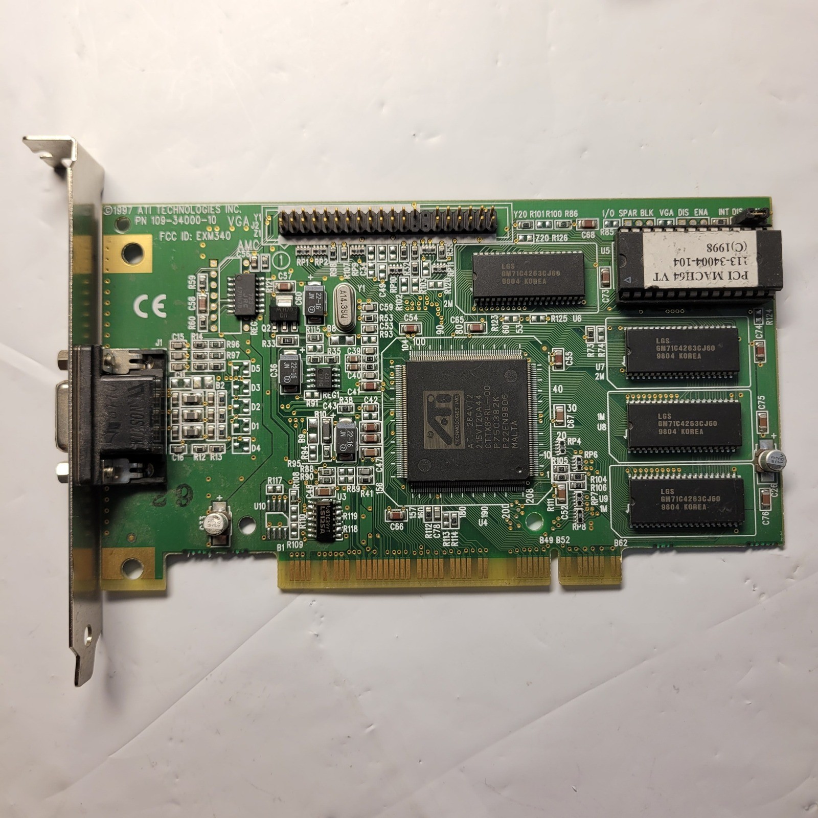 ATI Graphics Card 109-34000-10 Mach64 VT PCI 2MB VGA Vintage Retro PC