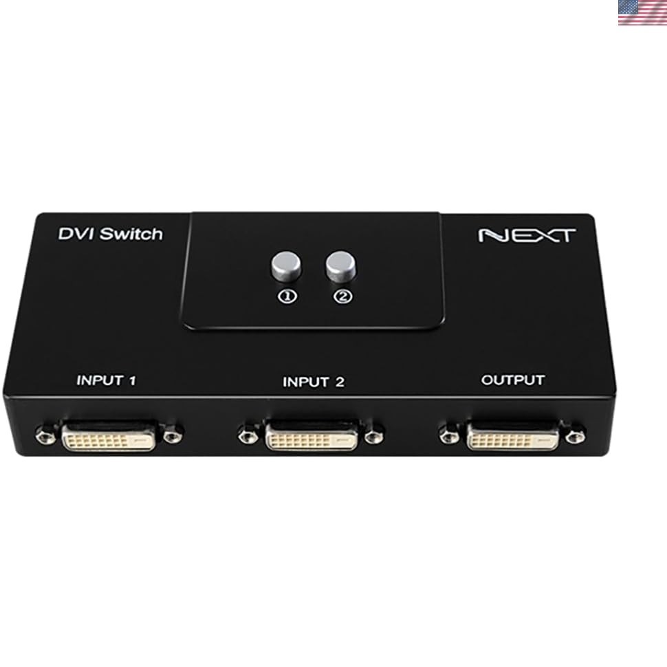DVI 2 Port Manual Switch Box Monitor Single Mode 1920x1080 2:1