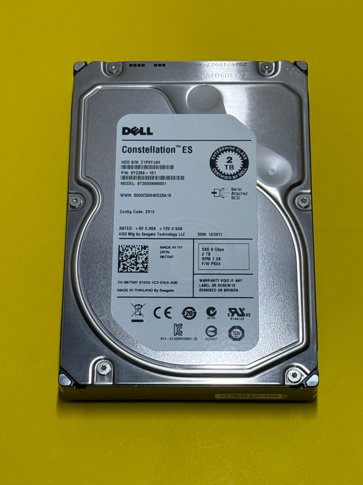 DELL ST2000NM0001 3.5" 2TB SAS 6Gbps 7.2k CONSTELLATION ES 067TMT