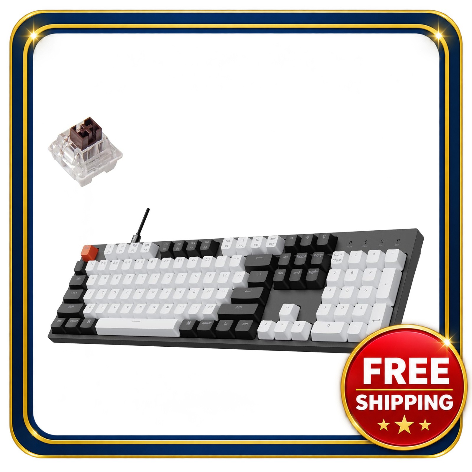 Keychron C2 Wired Mechanical Keyboard Full Size Brown Switch White Backlit