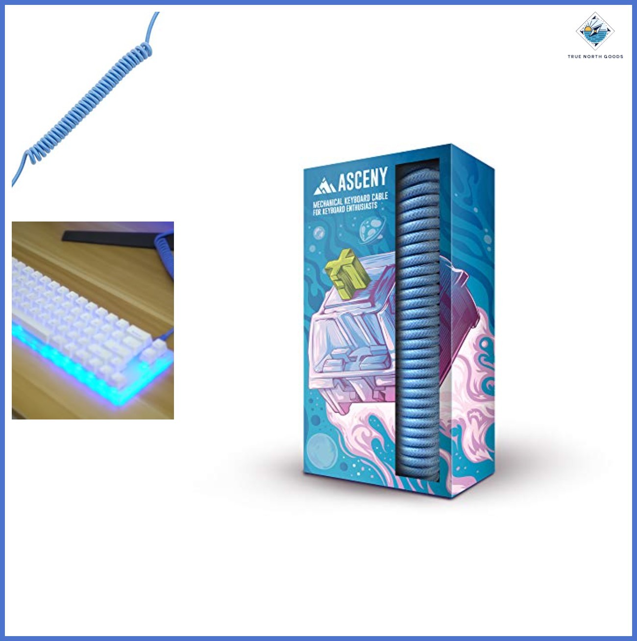 Coiled & Double-Sleeved Mechanical Keyboard Cable, for Type-C Mechanical Keyboar