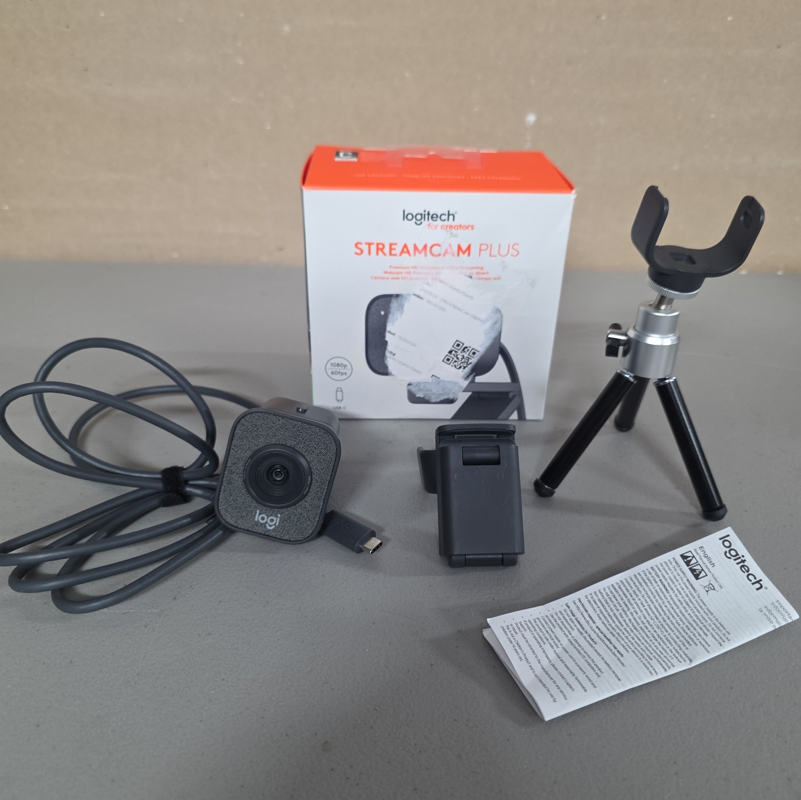 Logitech StreamCam Plus Webcam with Tripod 