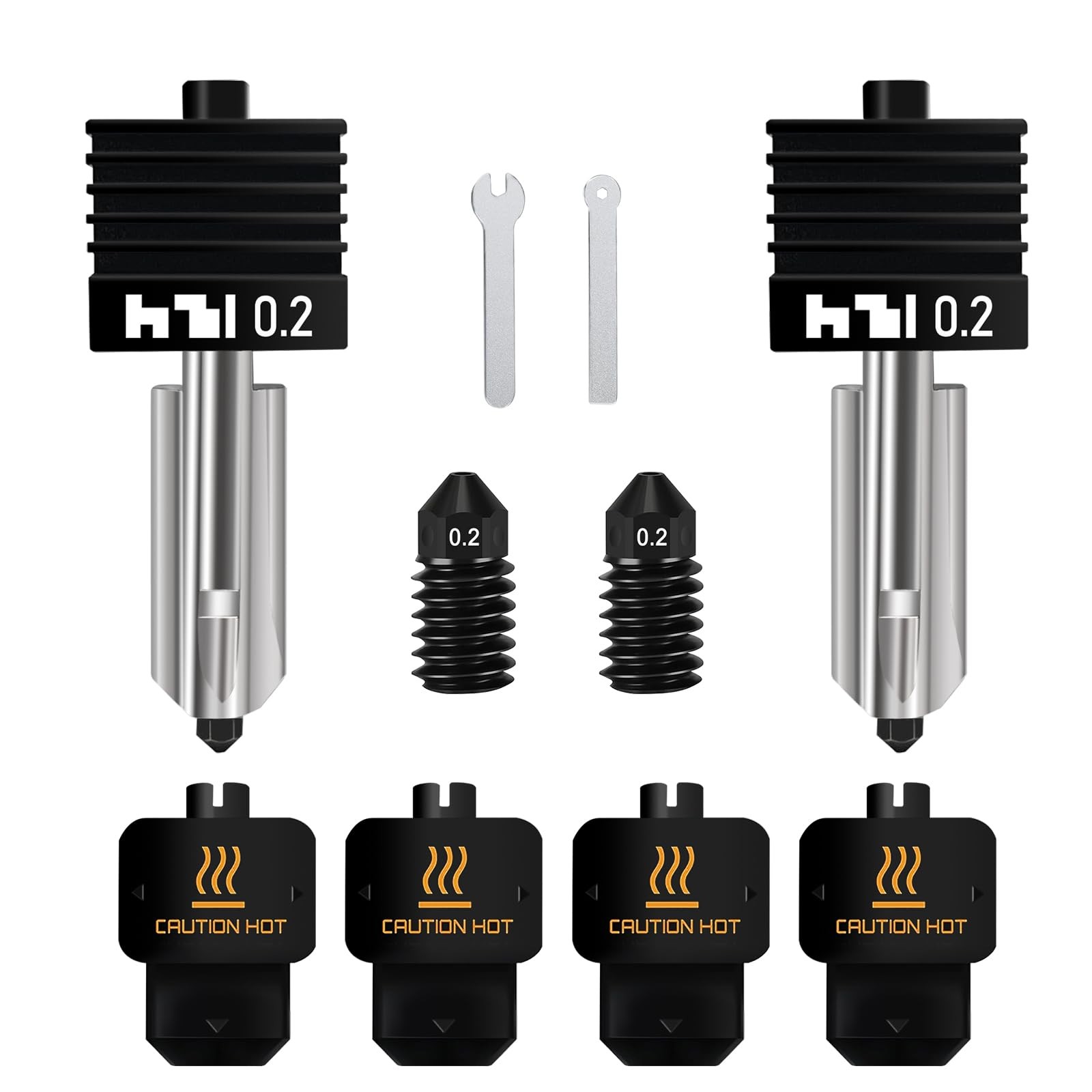 2PCS 0.2mm Hotend for Bambu Lab X2D/P2S/H2S/H2D/H2D 2PCS,