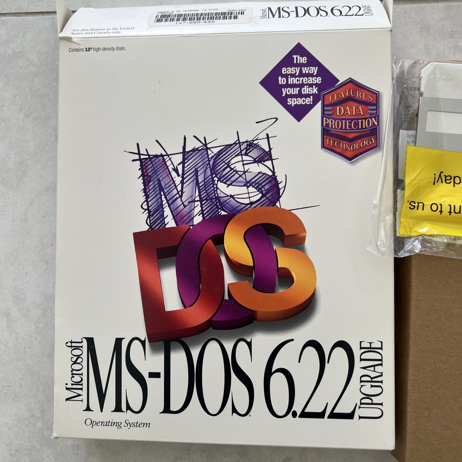 Microsoft MS-DOS 6.22 Upgrade 3.5 High Density Disks In Original Box Vintage