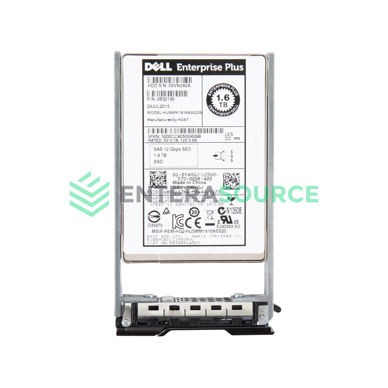 Dell Compellent Y4HGJ-CML 1.6TB eMLC SAS SSD 2.5 12Gbps WI SED Solid State Drive