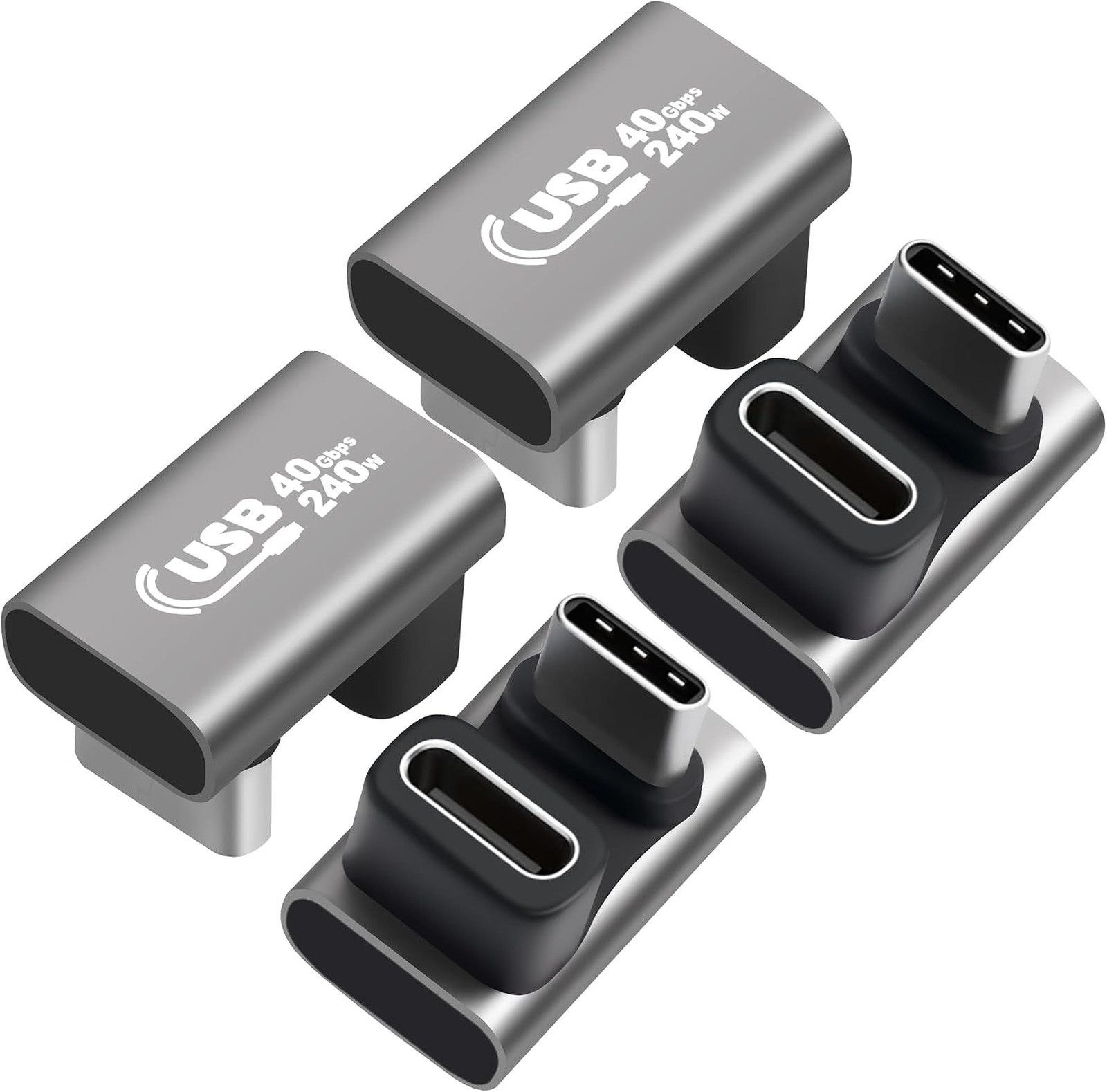 U Shape USB C Adapter 4-Pack Support PD 3.1 240W Type C Fast Charging 40Gbps 8K