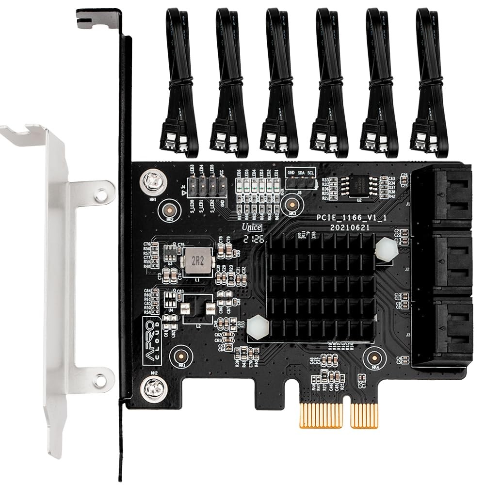 PCIe 3.0 x1 To 6Port SATA Expansion Card ASM1166 6Gbps AHCI Adapter Desktop