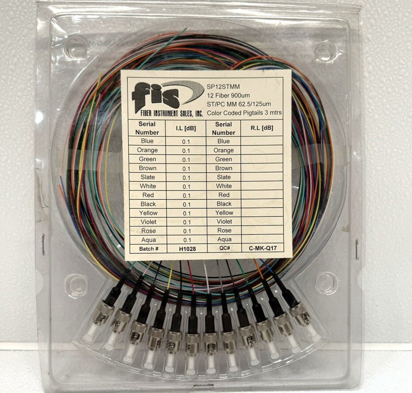 FIS 12 Fiber Optic Strand 900um Pigtail Single Mode SM 3 Meter SP12STMM