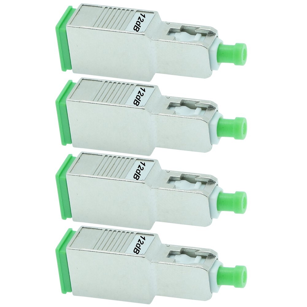 4x 12dB SC APC Connector Fiber Optic Optical Attenuator Single Mode Metal Green