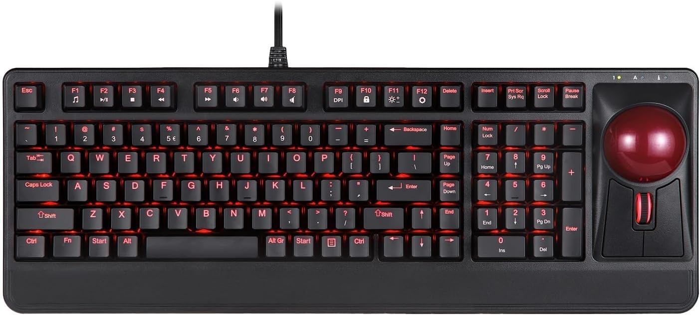 Perixx Periboard-322 Wired Mechanical Trackball Keyboard English 2 Usb Hubs  BK