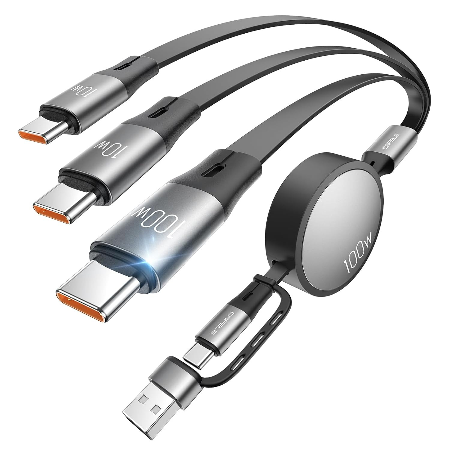 Retractable Charging Cable, 100W USB C Fast Charger Cable 3 in 1 with [30-130Cm]