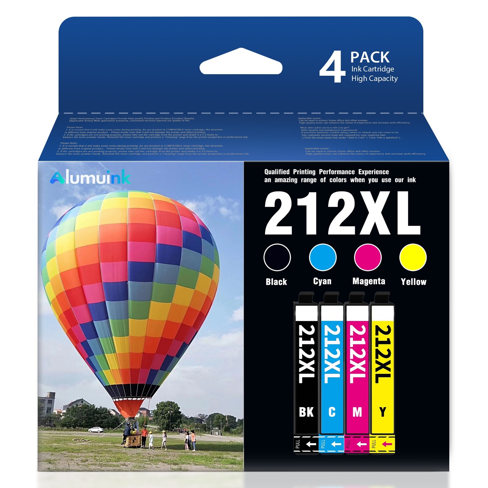 Compatible 212XL Ink Cartridges for Epson WF-2830 XP-4105 Printers (4-Pack)