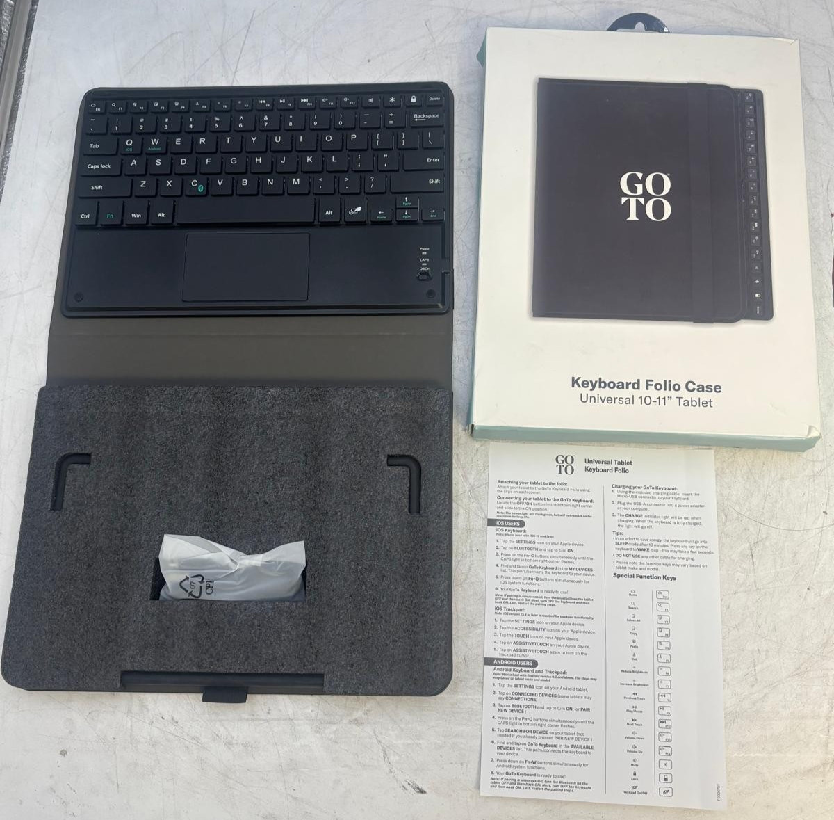 GOTO Keyboard Folio Case Universal 10-11” Tablet-iPad