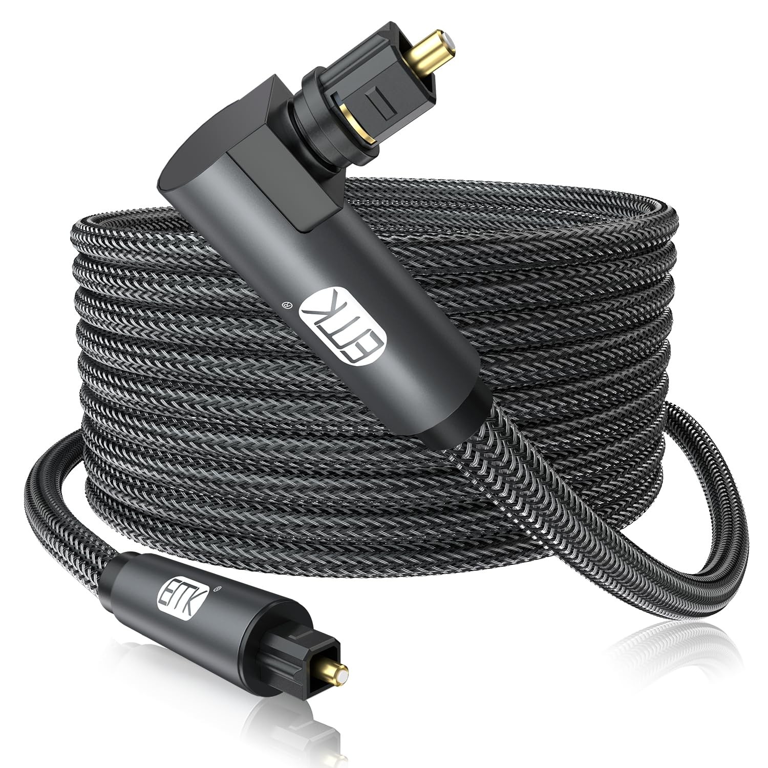 Toslink Optical Cable 90 Degree 30ft Fiber Optic Male to - for Home Theater