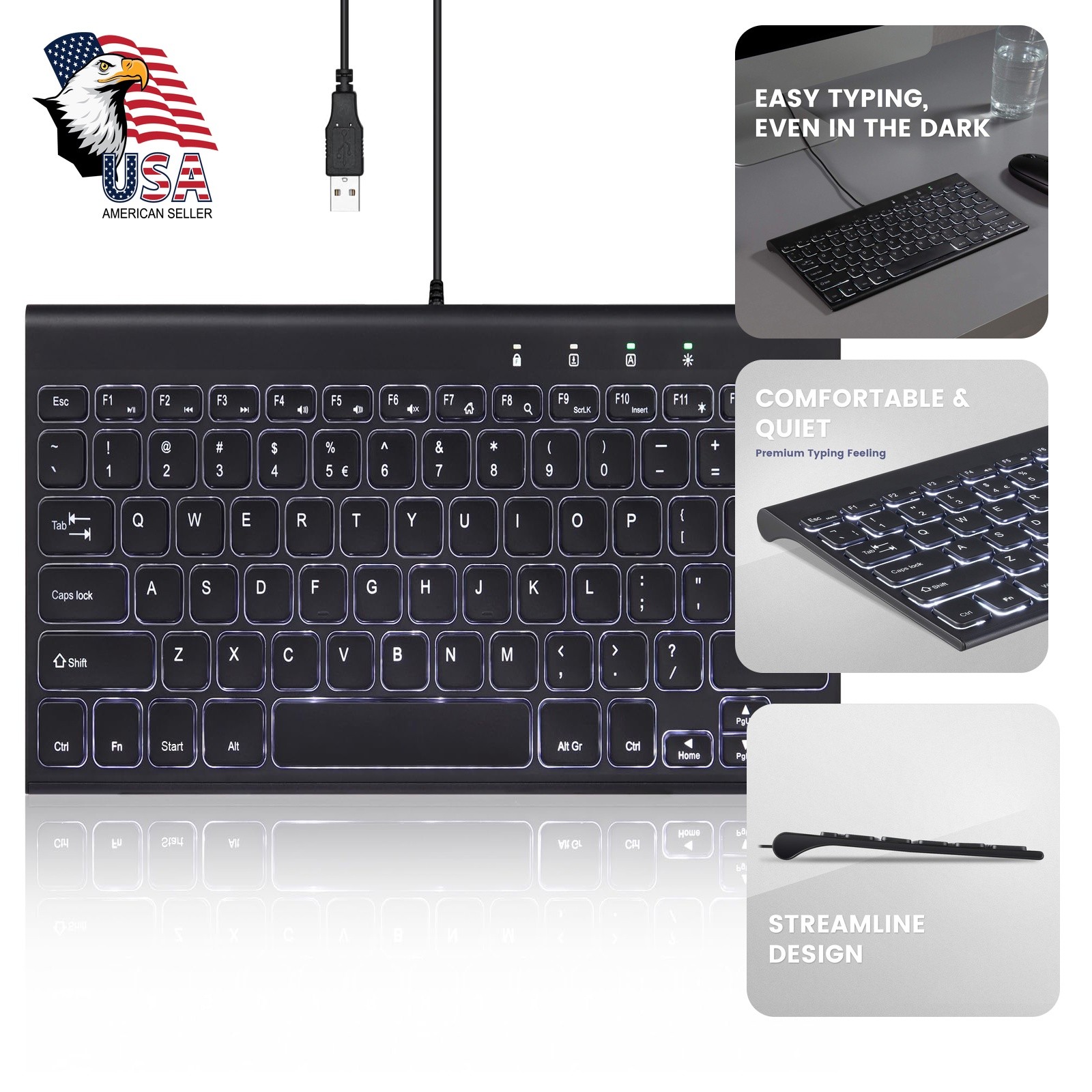 Perixx PERIBOARD-429 Wired Mini Keyboard White Backlight