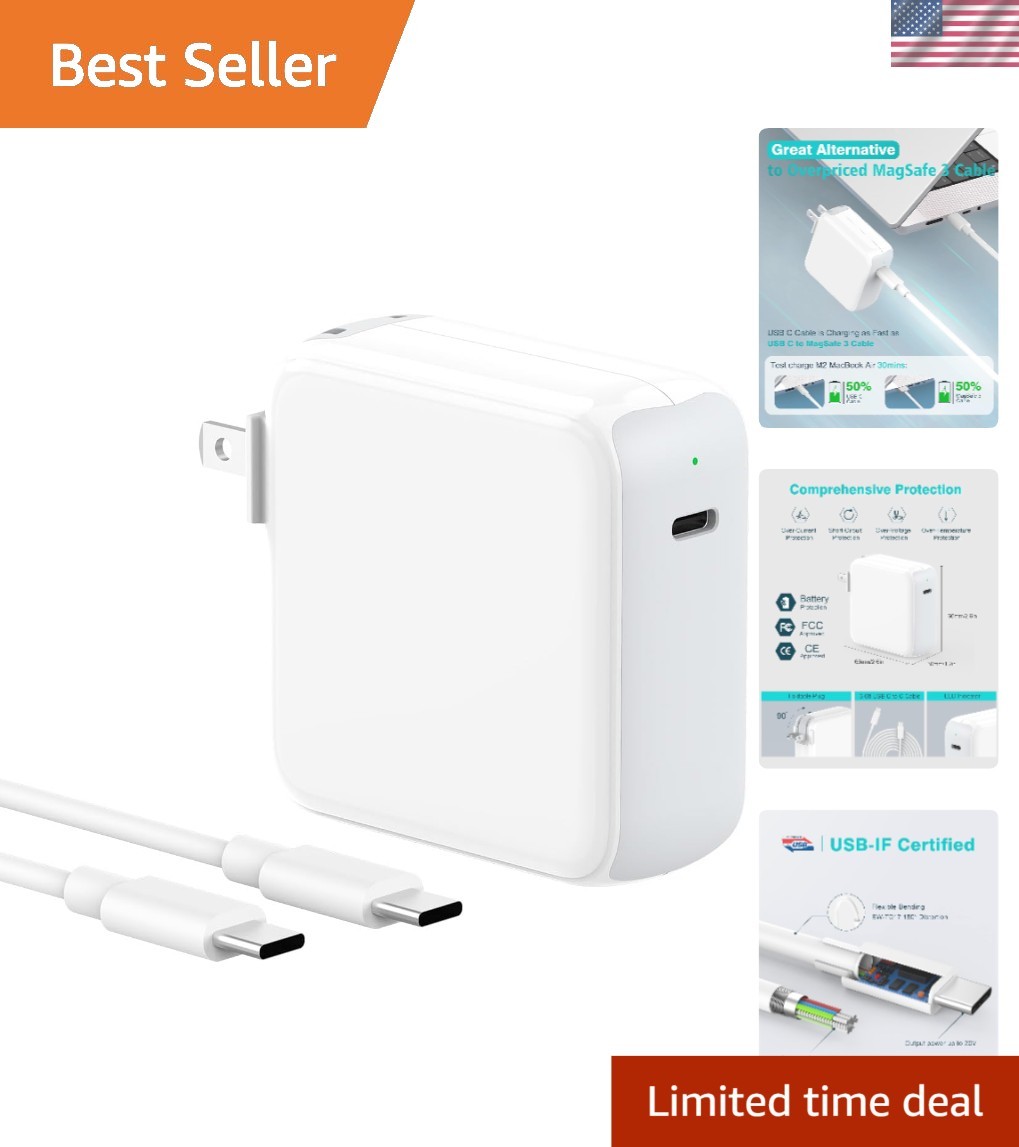 70W USB-C Charger with 6.6FT Cable - Safe & Fast Charging for MacBooks and iPads