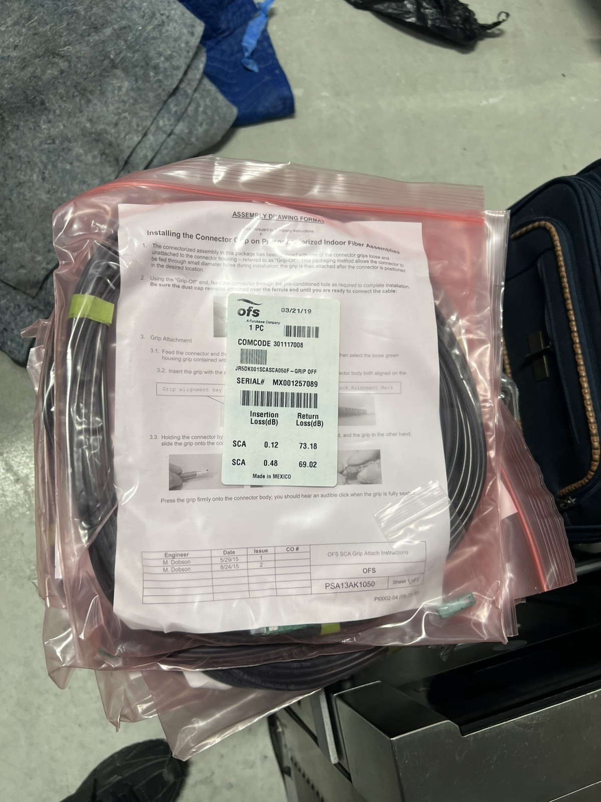 Optical fiber cable OFS - COMCODE - JR5DK001SCASCA050F - GRIP OFF NEW