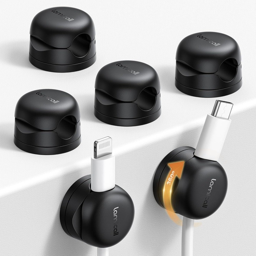 6Pack Rotatable Cord Organizer, Spring Cable Clips - [1s Lock] Cord Holder,