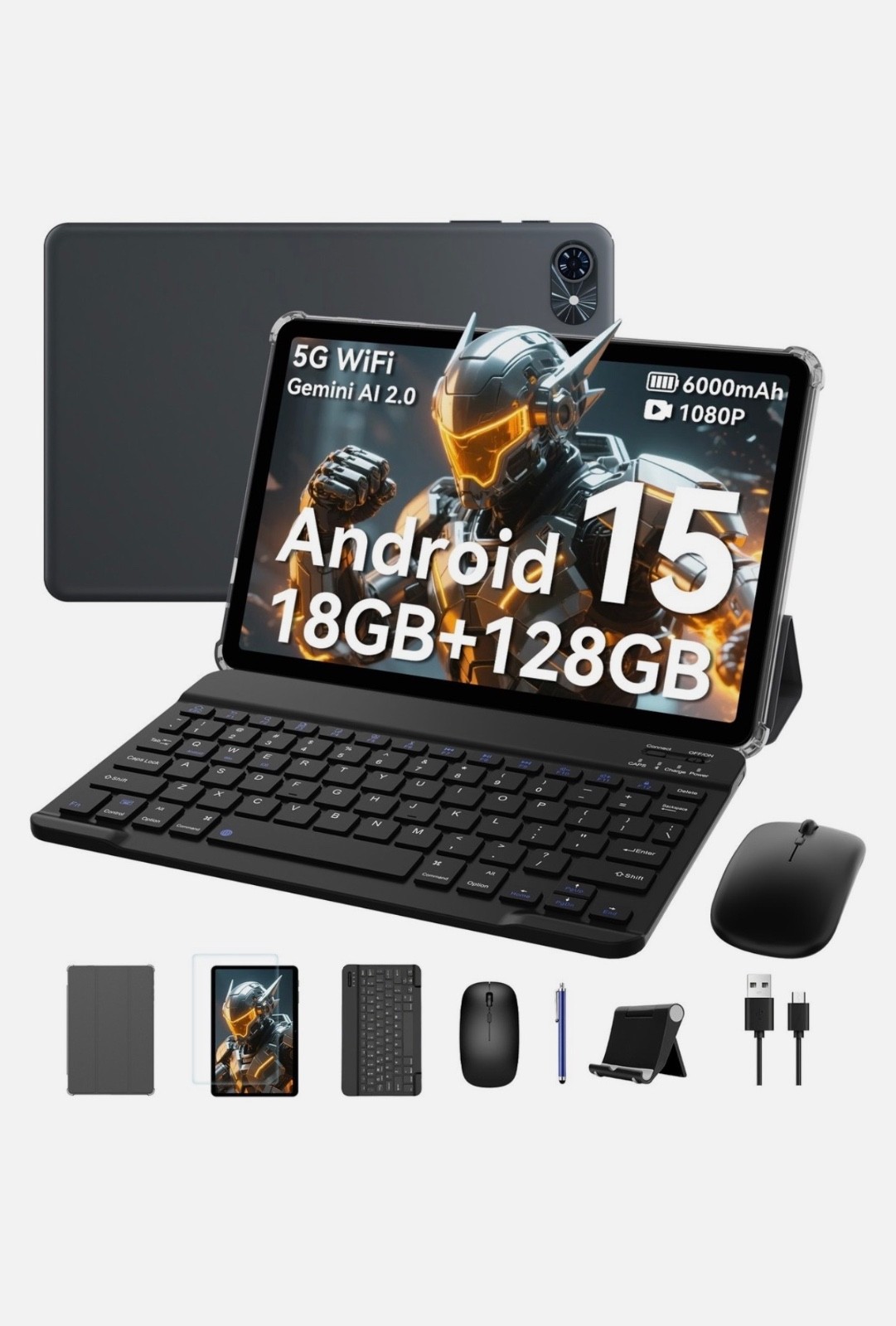 TABWEE T80 WiFi Tablet 10.1 Inch Android 15 18GB+128GB/2TB 6000mAh Gemni AI GPS