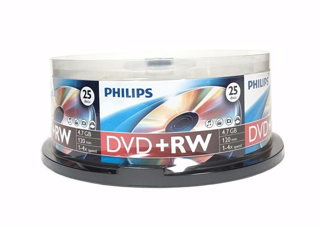 100 PHILIPS 4X DVD+RW DVDRW ReWritable Branded Logo 4.7GB Blank Disc 4x25pk 