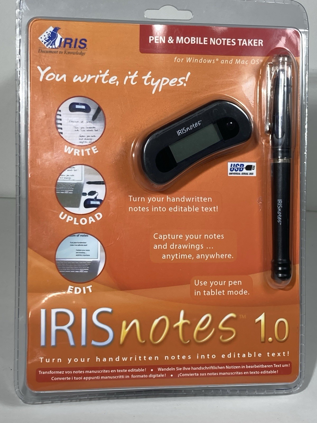 New IrisNotes 1.0 Digital Pen And Mobile Notes Taker USB Iris Notes