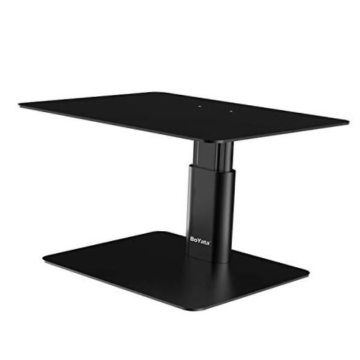 Monitor Stand, Adjustable Height Metal Desktop Riser Black