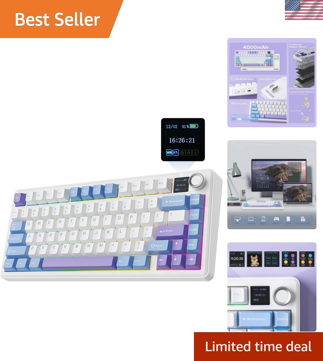 75% Compact X Aula F75 MAX Keyboard - Wireless, RGB Backlit & Hot-Swappable