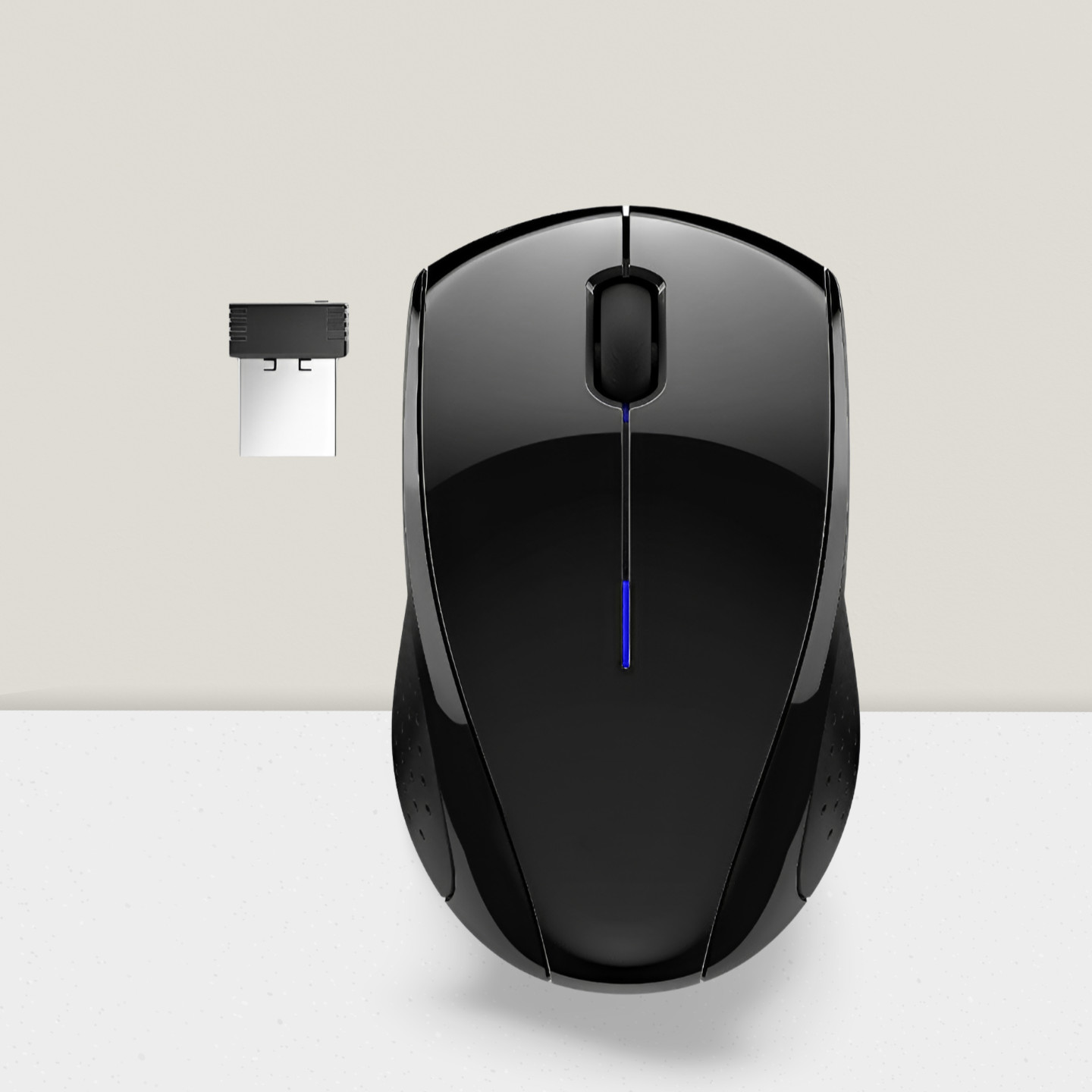 Wireless Mouse Black 15-Month Battery 1600 DPI Side Grips Travel-Friendly