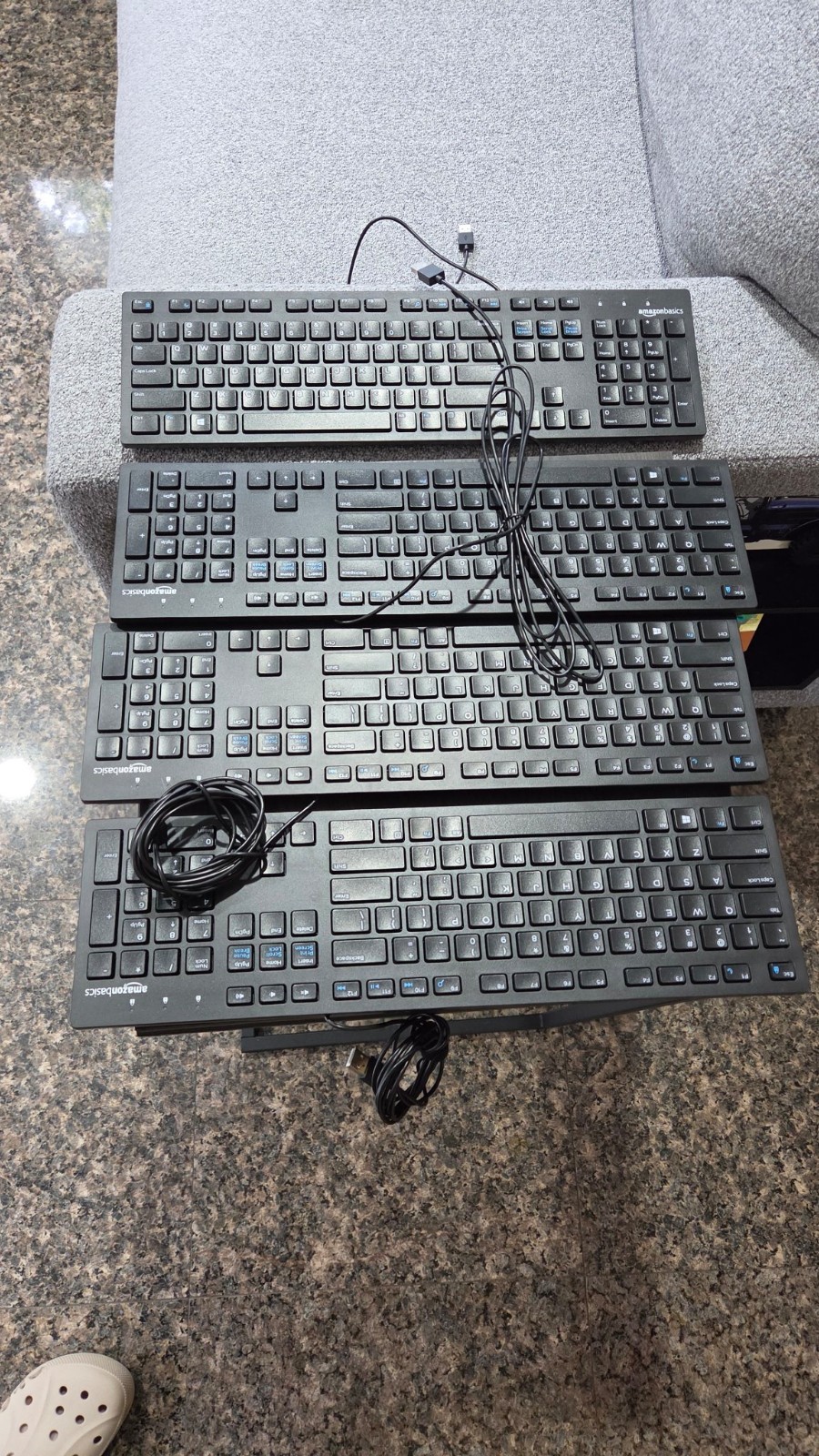 AmazonBasics Wired Keyboard USB Full Size Matte Black - Lot of 4