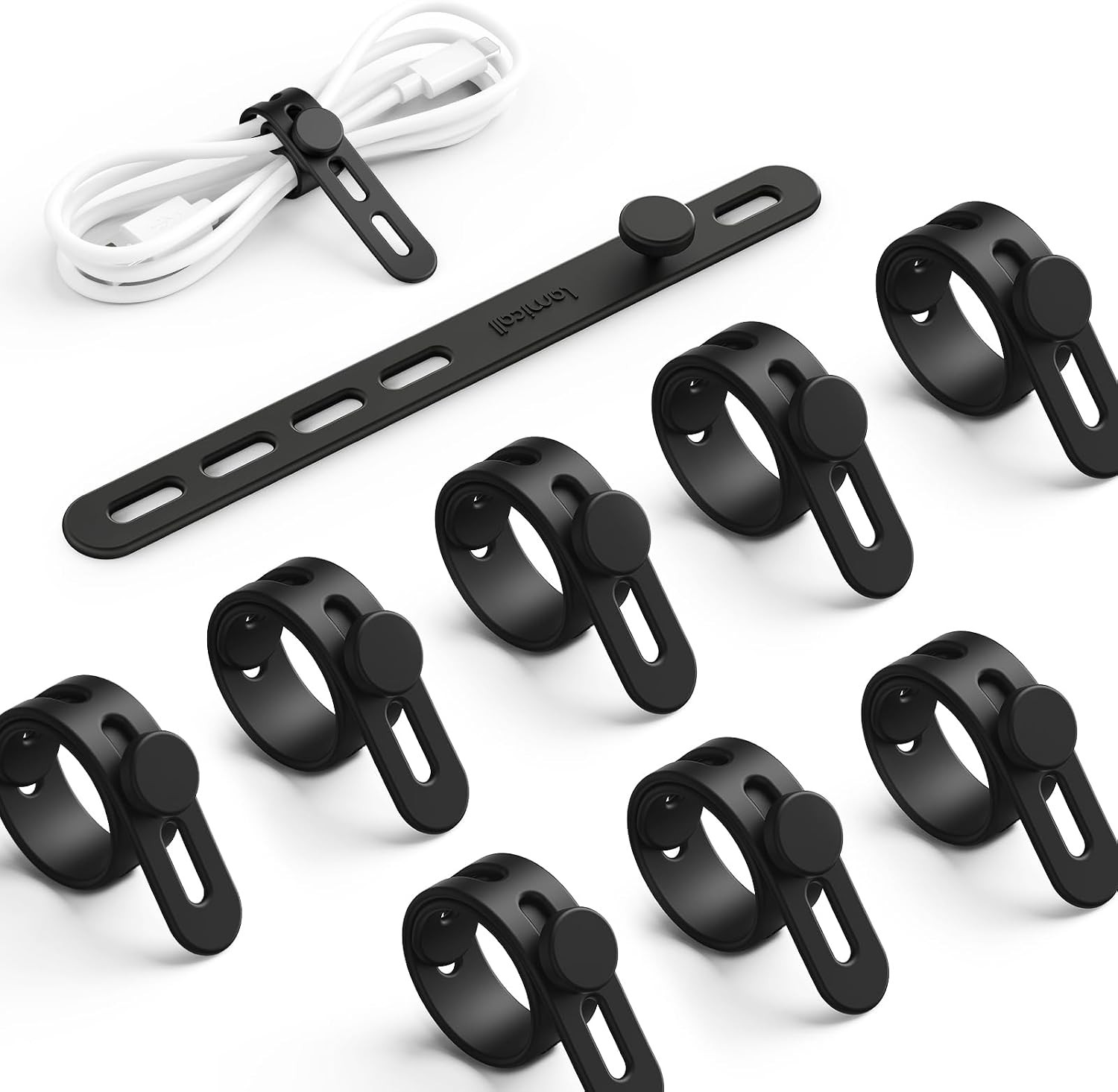 10 Pack Silicone Cable Ties Cord Organizer - Wire Management Wraps