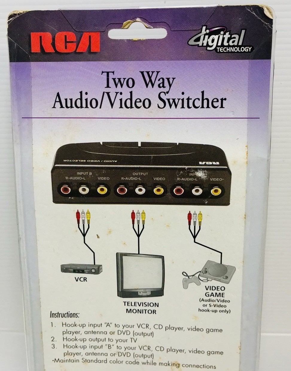 RCA DT902AV Two Way Audio Video Switcher AV Selector New Sealed Vintage MINT