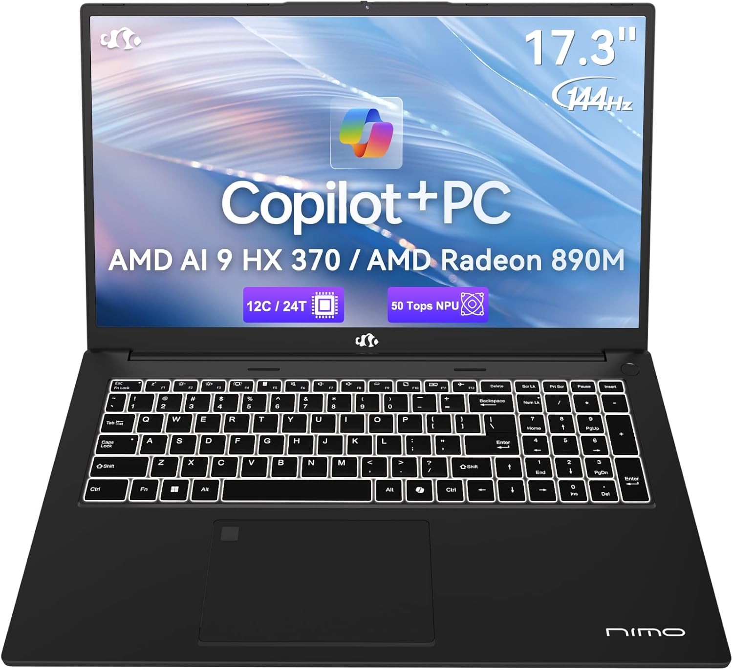 NIMO 17.3" AI Laptop, AMD Ryzen AI 9 HX 370 Radeon 890M 32GB RAM 1TB SSD 144Hz