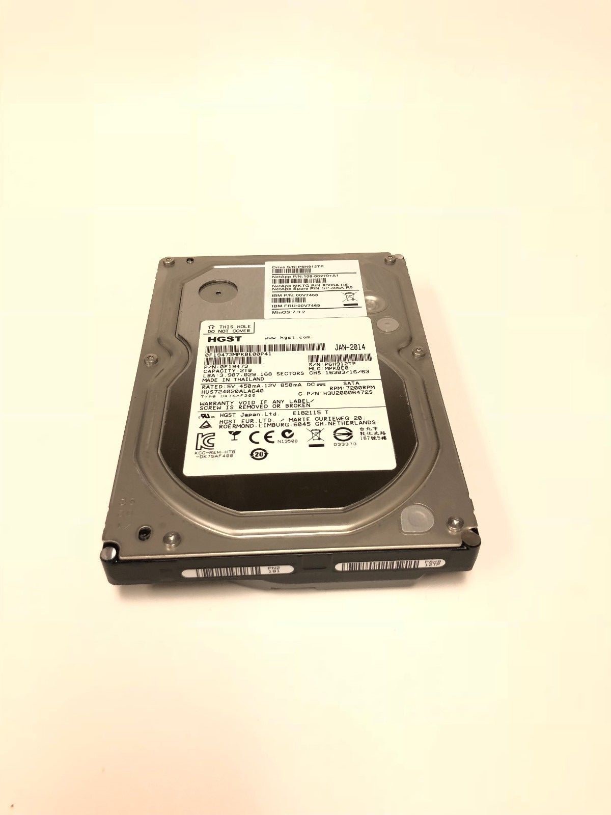 00V7469 X306A-R5 00V7468 NETAPP 2TB 7.2K 3G LFF 3.5'' W/O TRAY