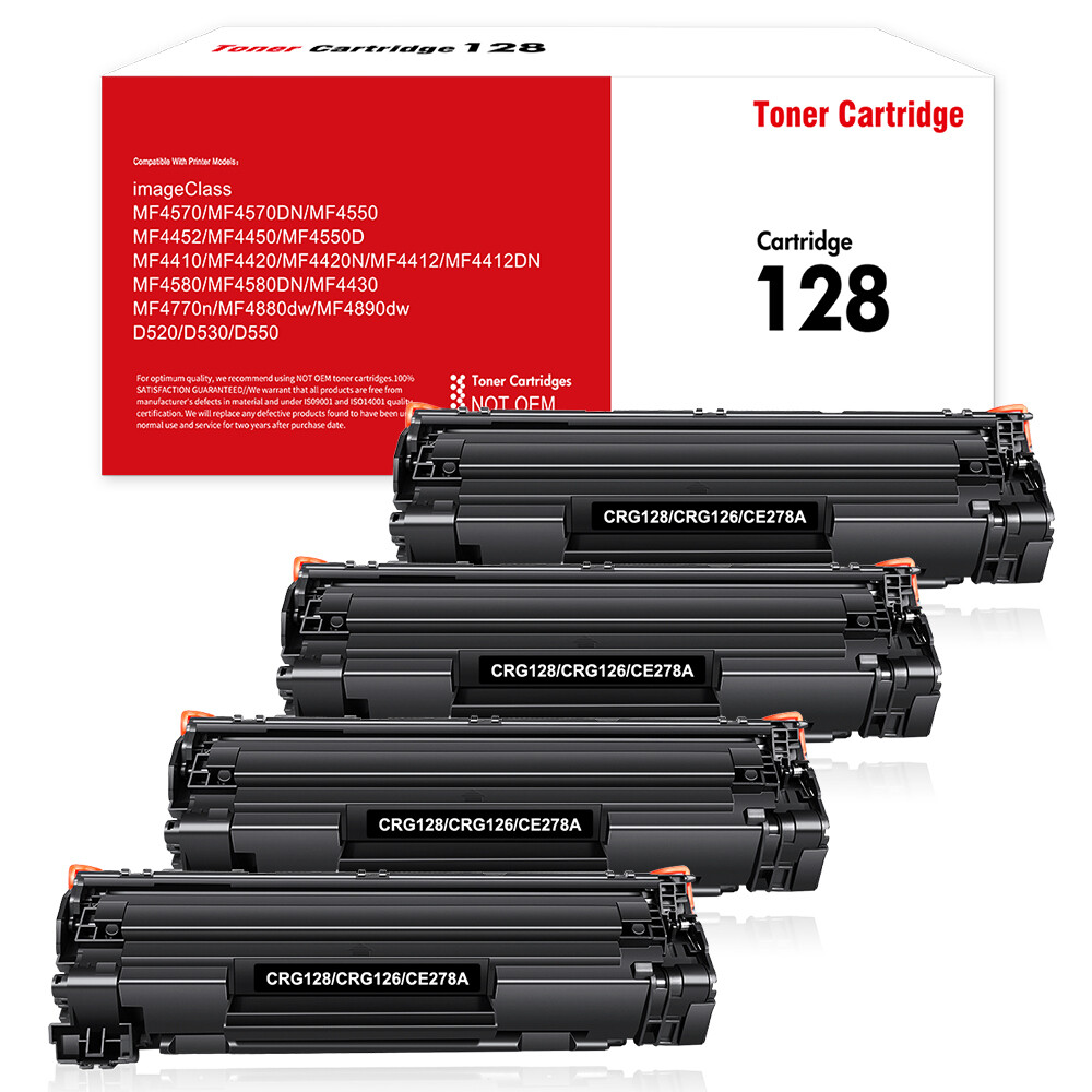 4 Pack Toner Cartridge for Canon 128 ImageClass MF4550 MF4570dn Faxphone L100