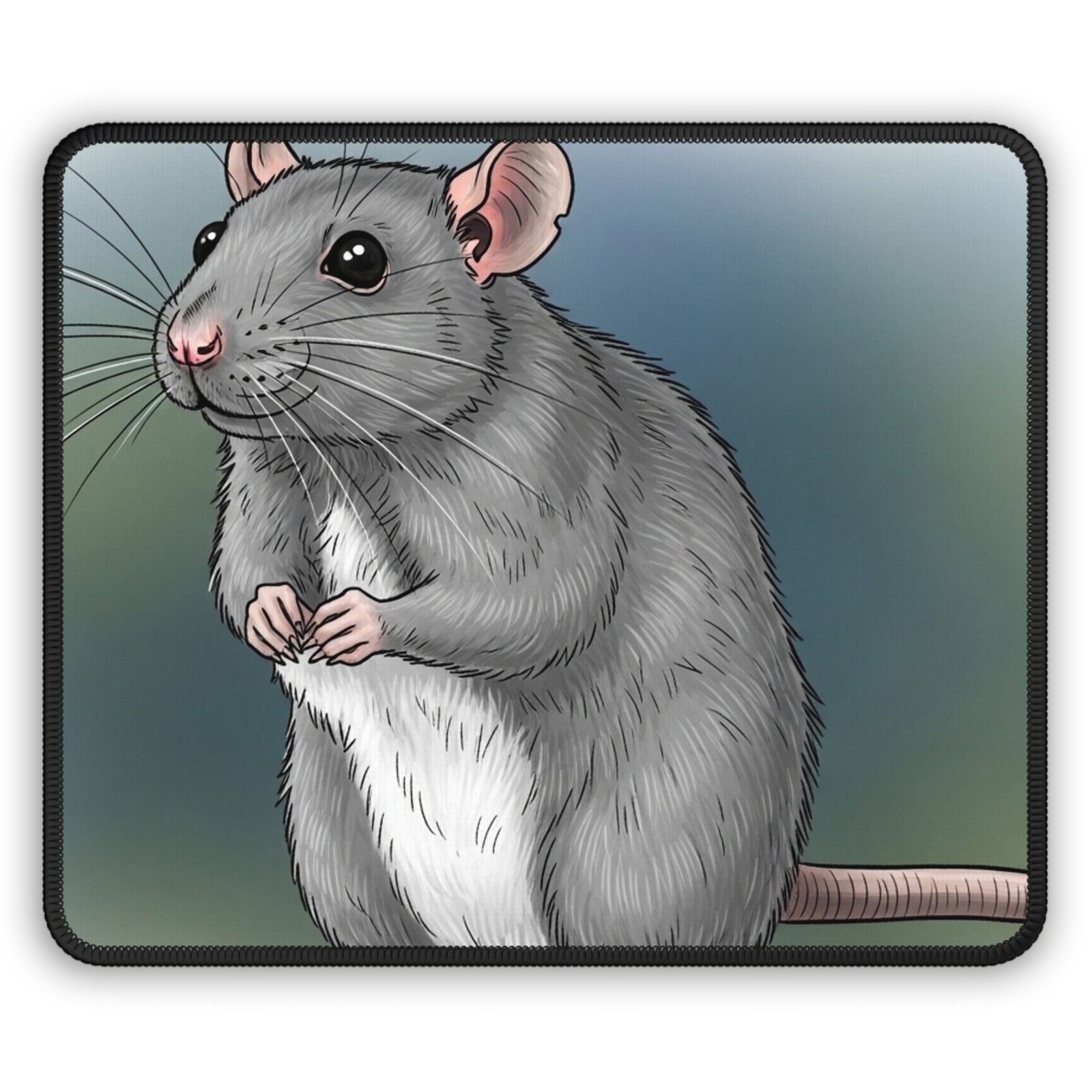 Cute Grey Rat Gaming Mouse Pad