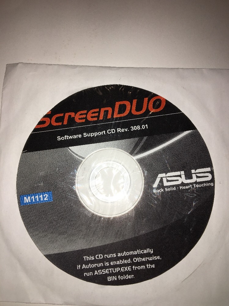 ScreenDUO Software Support CD Rev.308.01 disc M1112-ASUS-NEW-VERY RARE VINTAGE