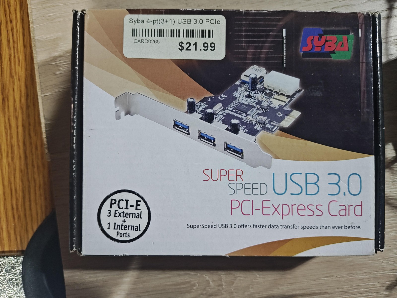 Syba USB 3.0 PCIe 4 Port Card SD-PEX20080 3 External 1 Internal 5Gbps Adapter