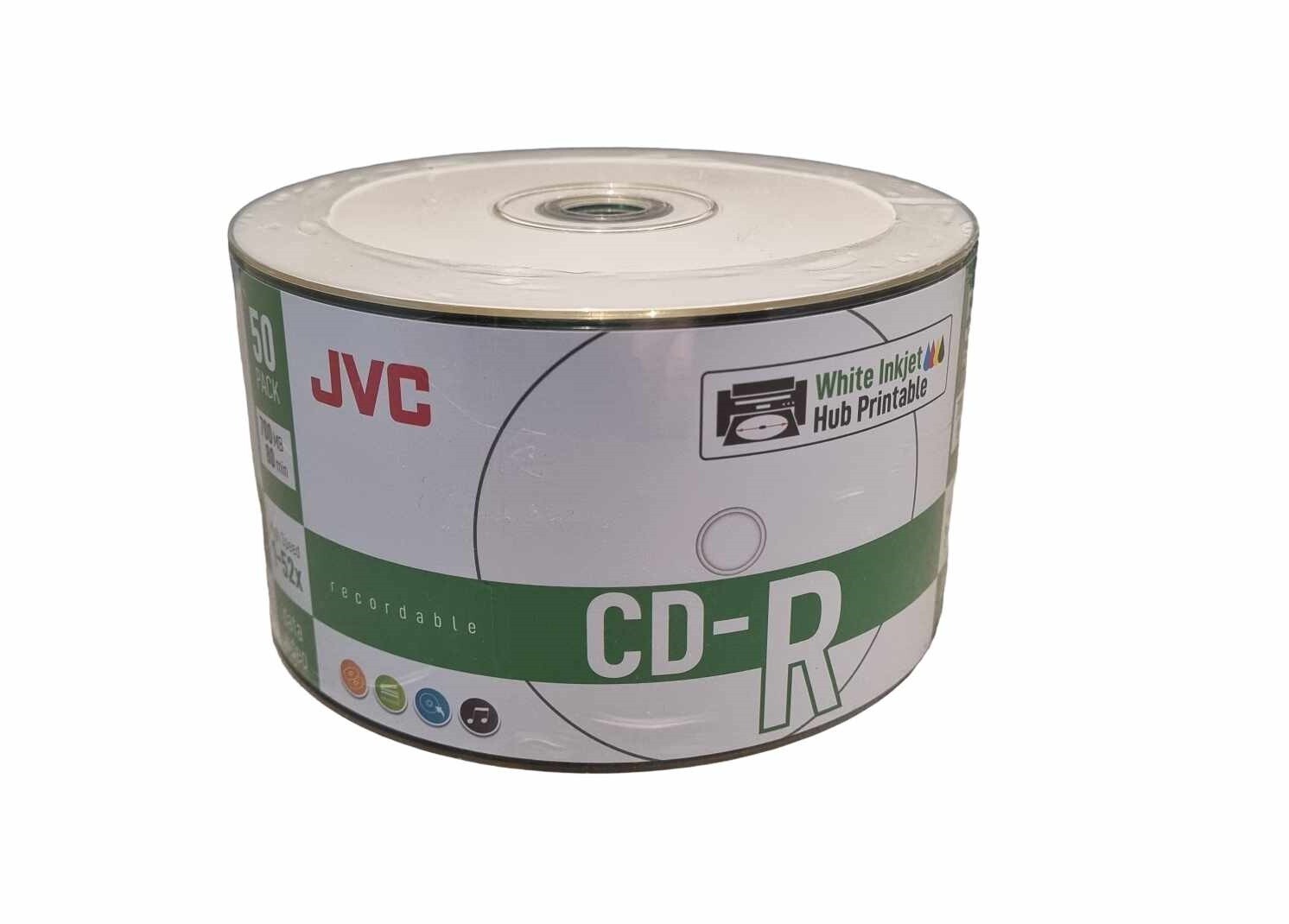 1200 x JVC Professional Grade CD -R 52X - Full Hub White Inkjet Printable CDR
