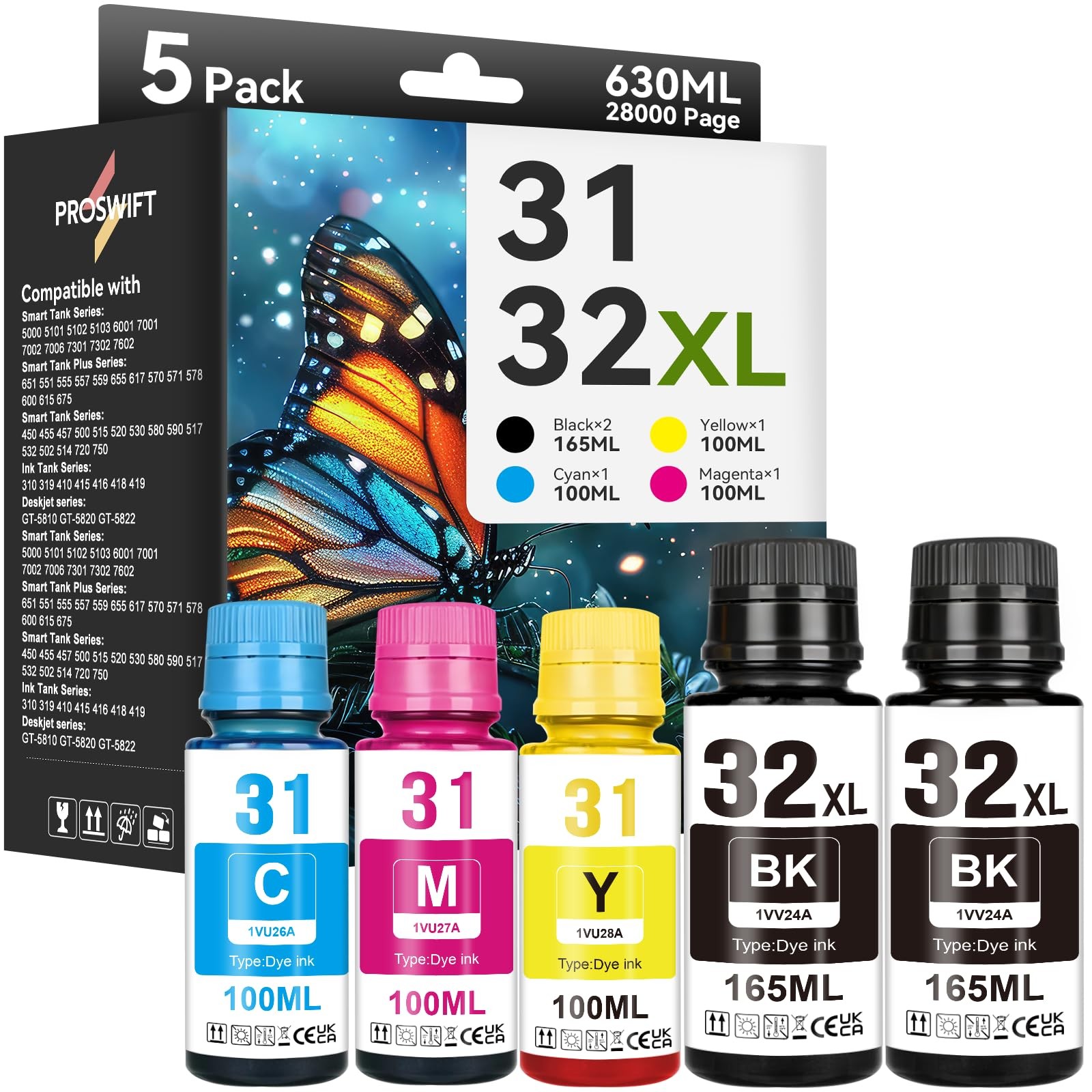 PROSWIFT 31 32XL Ink Bottle Set Replacement for Smart Tank 7602 6001 Ink | Co...