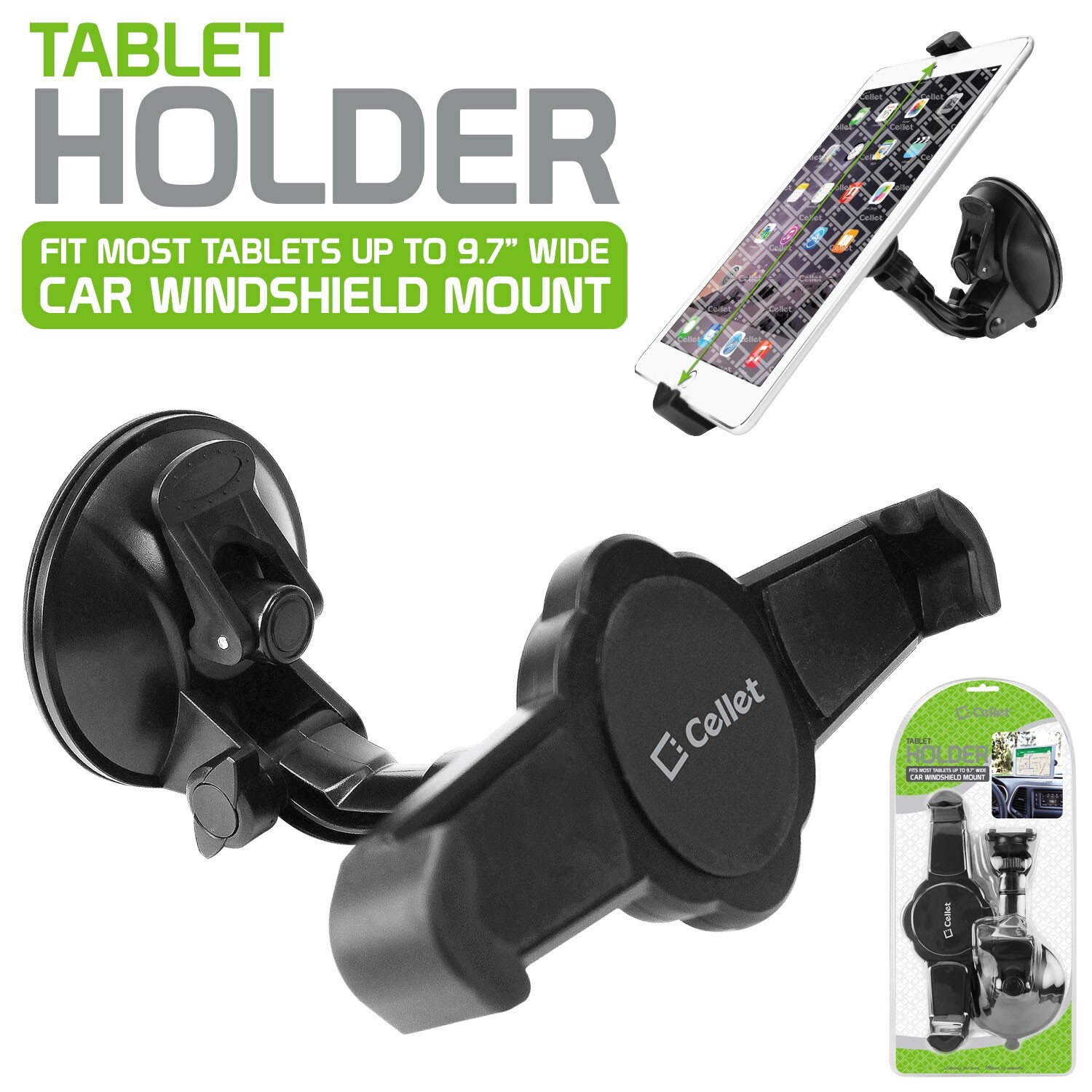 Cellet Universal Windshield / Dashboard Suction Cup Tablet Holder