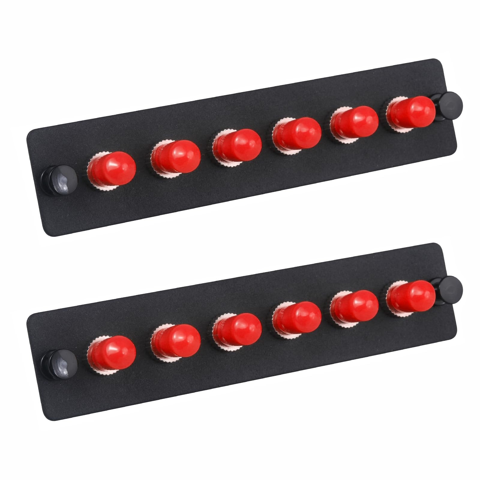 Duogalia 2-Pack 6 Simplex ST Fiber Patch Panel with Simplex Singlemode Red ST...