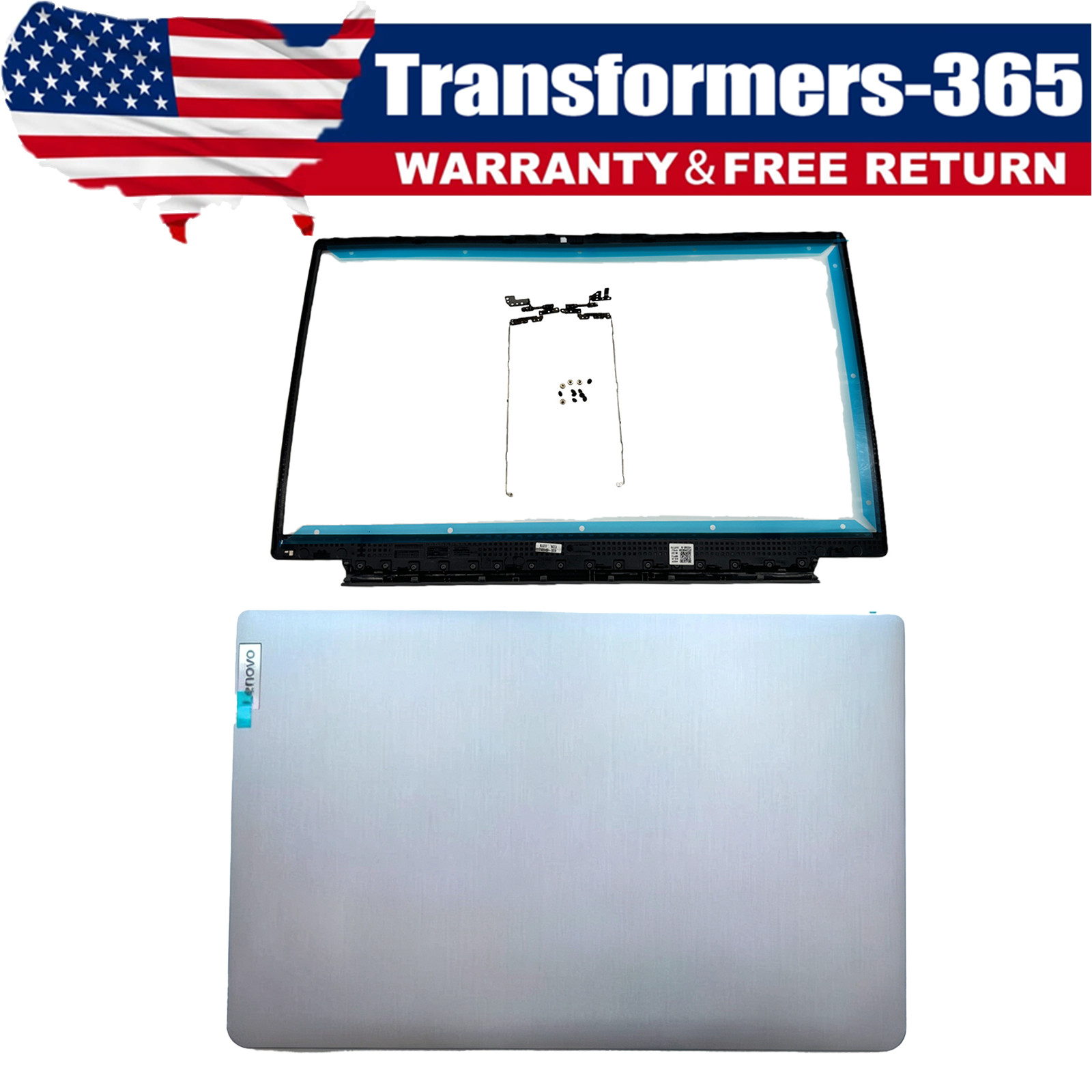 NEW Silver LCD Lid Front Bezel Hinges 12 Screws for Lenovo IdeaPad 3 82H8