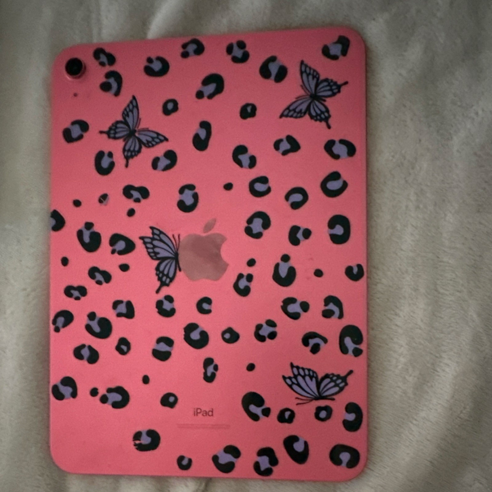Apple iPad Tablet Pink with Butterfly & Leopard Print Stickers