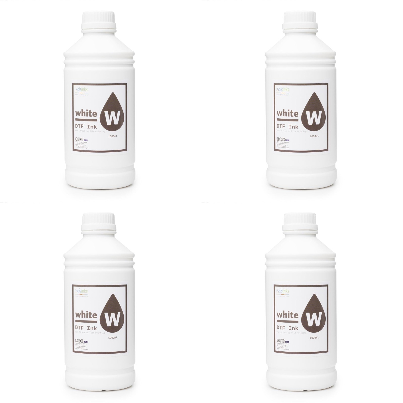 Premium DTF Ink Bottle Refill Set 4000ML(1000ml x 4)-Compatible w/DTF Film White