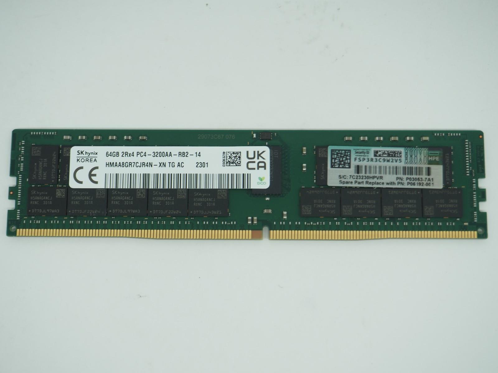 SK HYNIX 64GB PC4-3200AA Server Ram / ECC Memory - HMAA8GR7CJR4N - XN TG AC