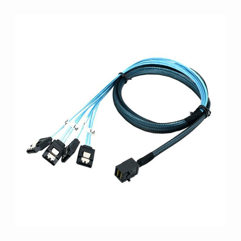 4PCS Mini SAS SFF-8643 to 4 SATA 7pin hard disk 6Gbps data Server Raid Cable