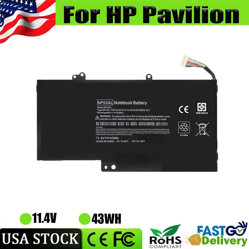 NP03XL BATTERY FOR HP PAVILION X360 13-A010DX 13-A110DX 15-U010DX 15-U111DX 43WH