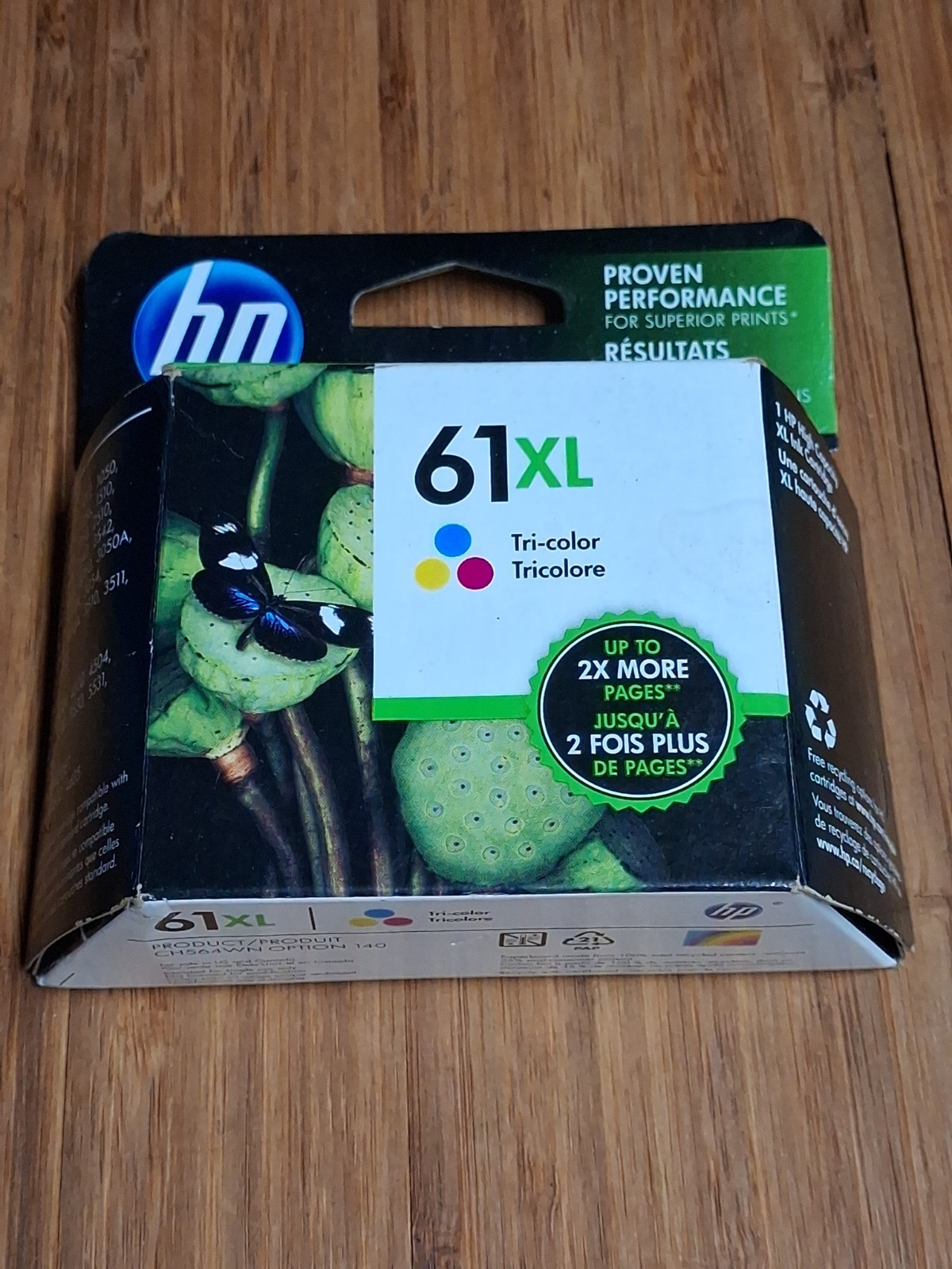 HP 61XL Tri Color Ink Cartridge CH564WN Option 140 New Never Open 
