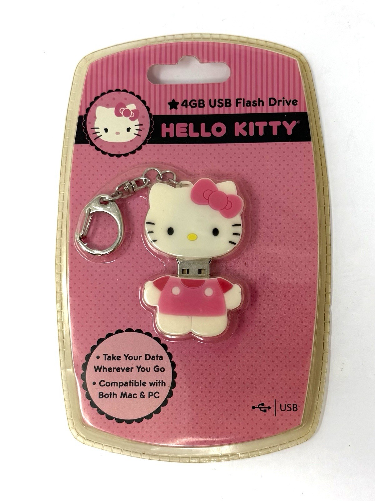Hello Kitty 4GB USB Flash Drive Keychain Sakar Sanrio Pink USB-HK-WAL New