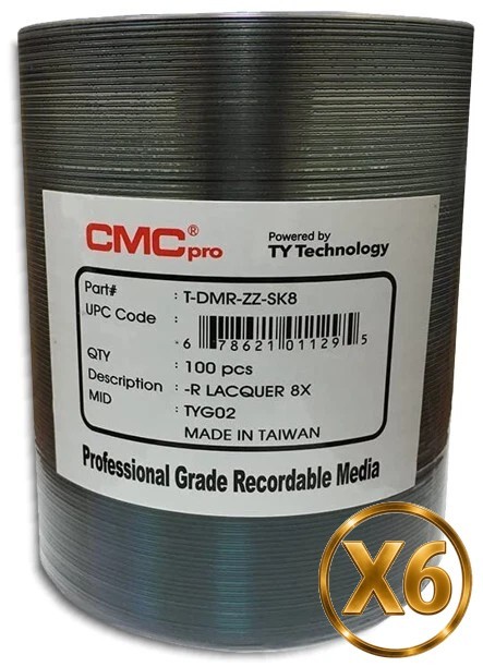 600-Pak CMC Pro (TY Technology) 8X SPEED Shiny-Silver DVD-Rs in Tapewrap